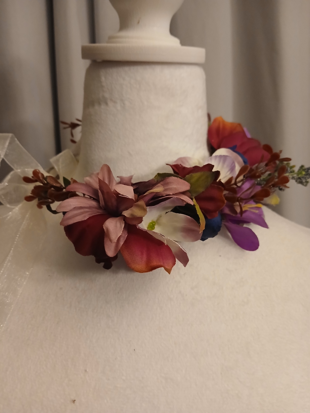 Floral Mix Ribbon Tie Choker Necklace - Multicolor Crown Bridal Festival Fairy